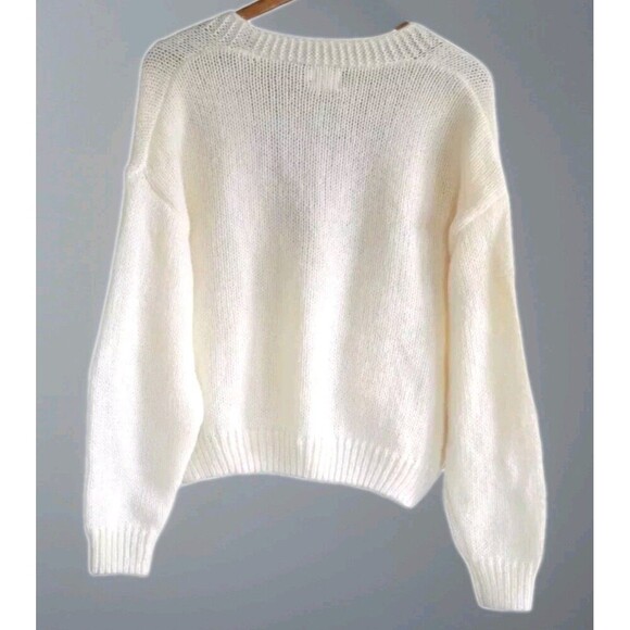 Luna Knit Cardigan Pink Embroidered Strawberry Button Front Novelty Women Medium - Picture 5 of 7